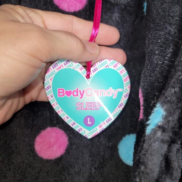 Body Candy Fun Polka Dot Luxe Plush Soft Sleepwear Robe Multicolor Size Large - Picture 5 of 6